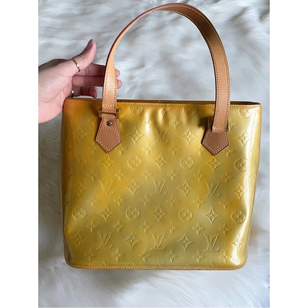 Authentic vintage Louis Vuitton yellow vernis Houston monogram hand tote bag
